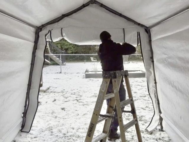 Jobsite office carport — winter weather - myfixituplife