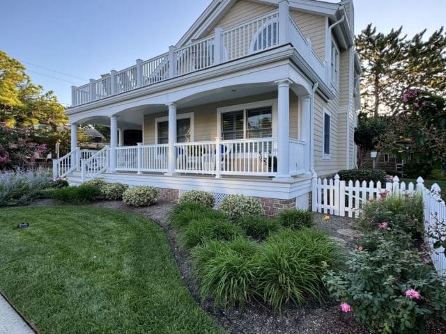 House porch fence landscaping trees